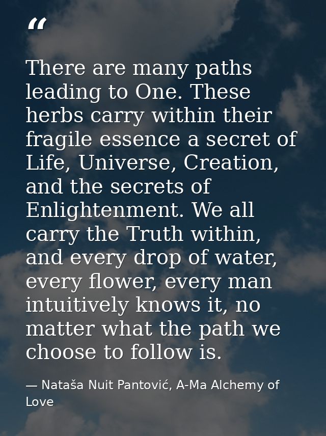 There are many paths leading to One. These herbs carry within their fragile essence a secret of Life, Universe, Creation — Nataša Nuit Pantović, A-Ma Alchemy of Love
