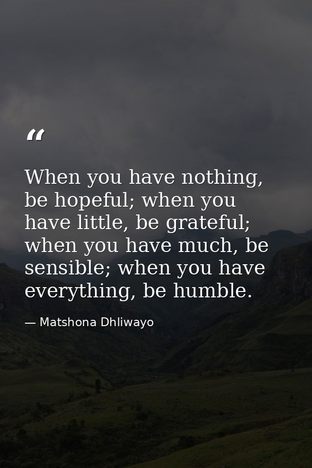 When you have nothing, be hopeful; when you have little, be grateful; when you have much, be sensible; when you have eve — Matshona Dhliwayo