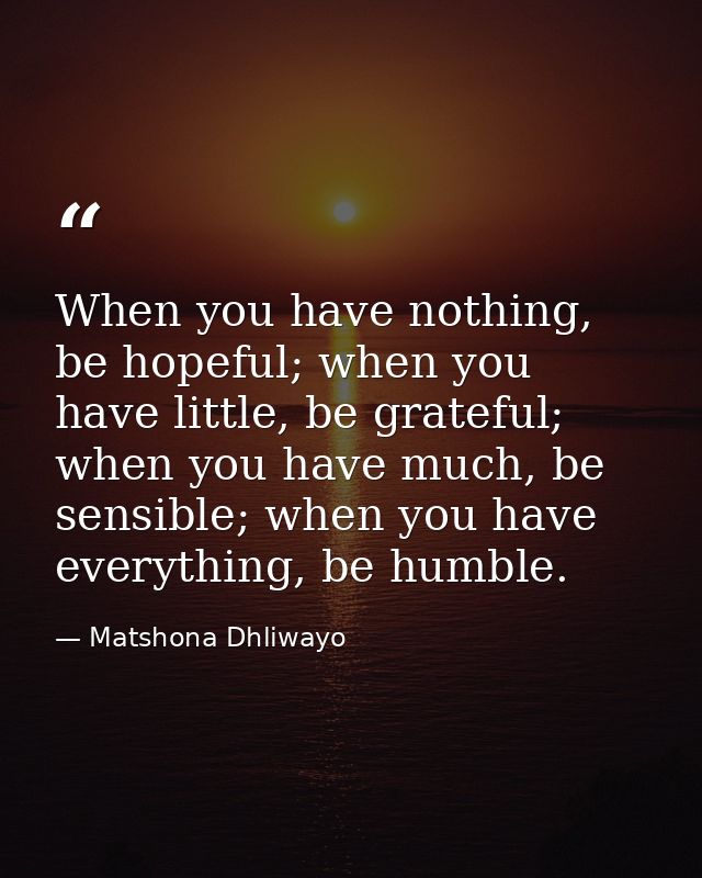 When you have nothing, be hopeful; when you have little, be grateful; when you have much, be sensible; when you have eve — Matshona Dhliwayo