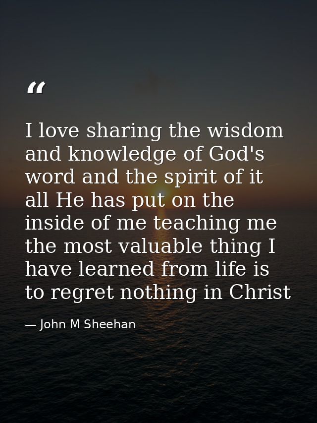 I love sharing the wisdom and knowledge of God's word and the spirit of it all He has put on the inside of me teaching m — John M Sheehan