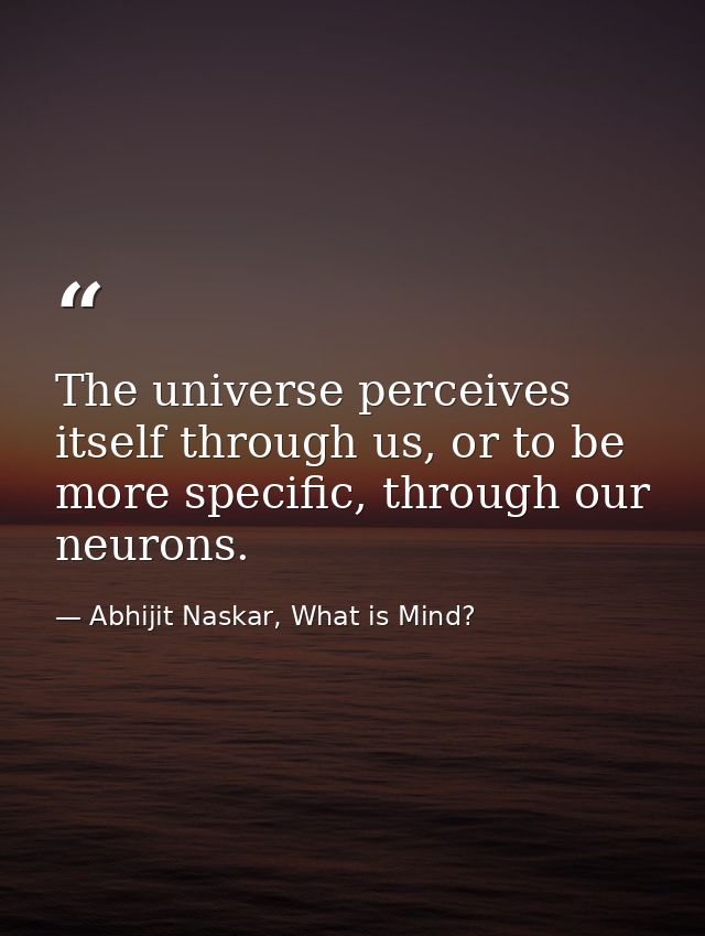 ​The universe perceives itself through us, or to be more specific, through our neurons. — Abhijit Naskar, What is Mind?