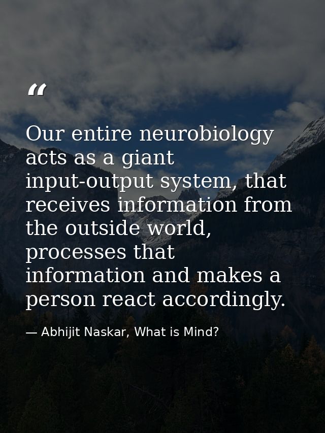 Our entire neurobiology acts as a giant input-output system, that receives information from the outside world, processes — Abhijit Naskar, What is Mind?