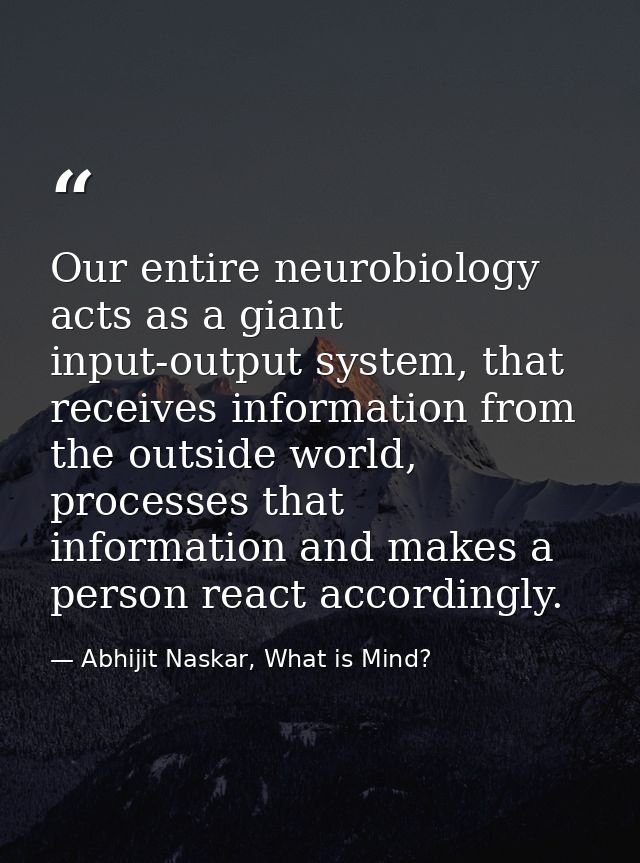 Our entire neurobiology acts as a giant input-output system, that receives information from the outside world, processes — Abhijit Naskar, What is Mind?