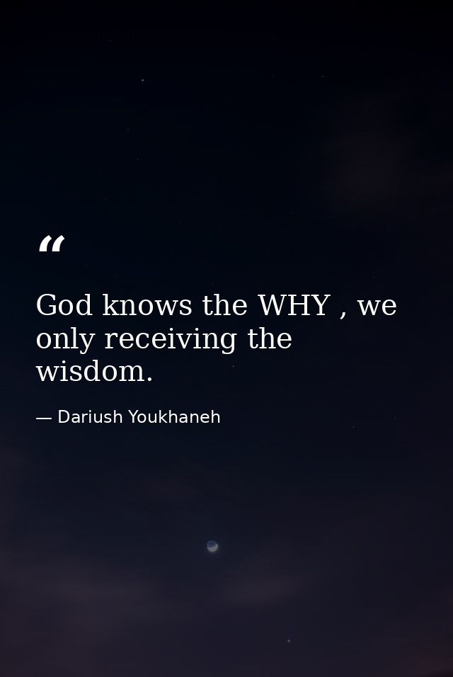 God knows the WHY , we only receiving the wisdom. — Dariush Youkhaneh