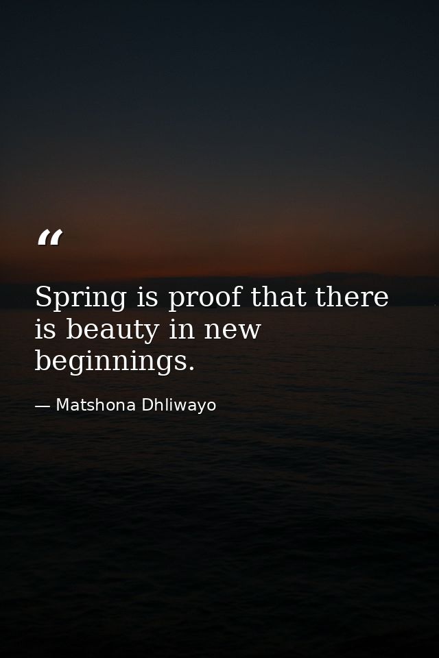 Spring is proof that there is beauty in new beginnings. — Matshona Dhliwayo