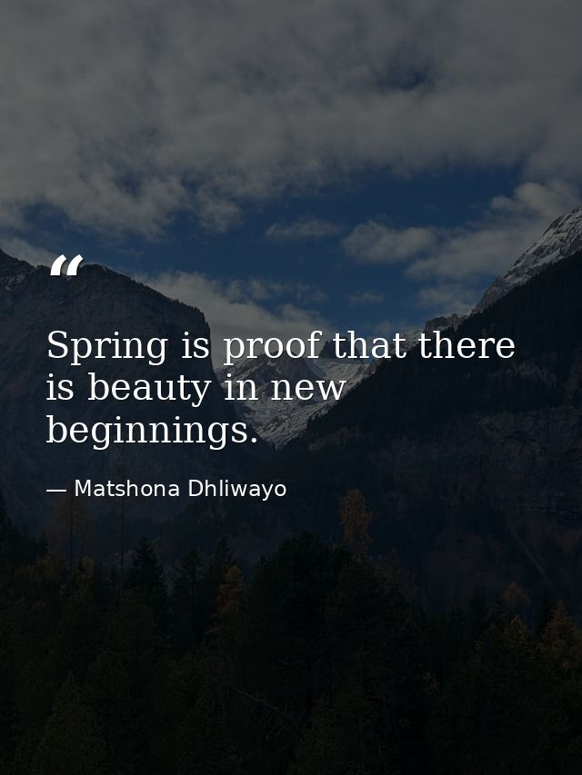 Spring is proof that there is beauty in new beginnings. — Matshona Dhliwayo