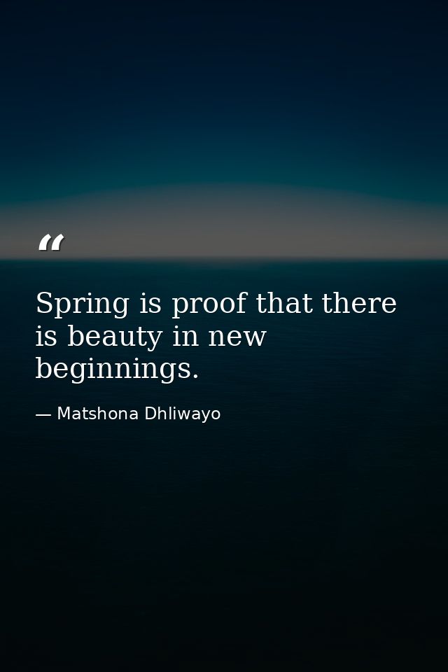 Spring is proof that there is beauty in new beginnings. — Matshona Dhliwayo