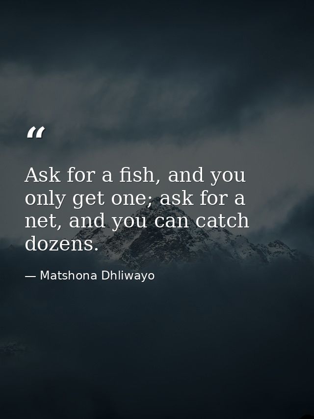 Ask for a fish, and you only get one; ask for a net, and you can catch dozens. — Matshona Dhliwayo