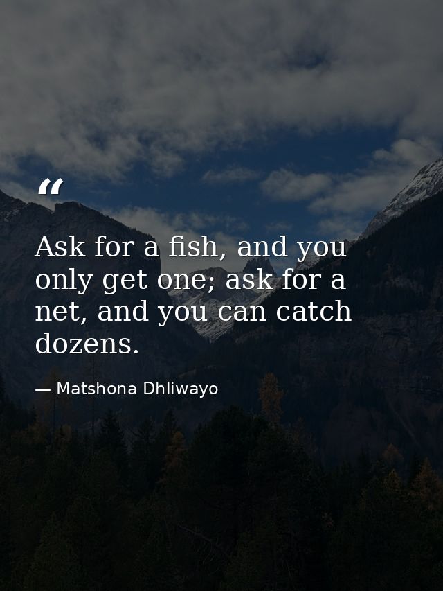 Ask for a fish, and you only get one; ask for a net, and you can catch dozens. — Matshona Dhliwayo