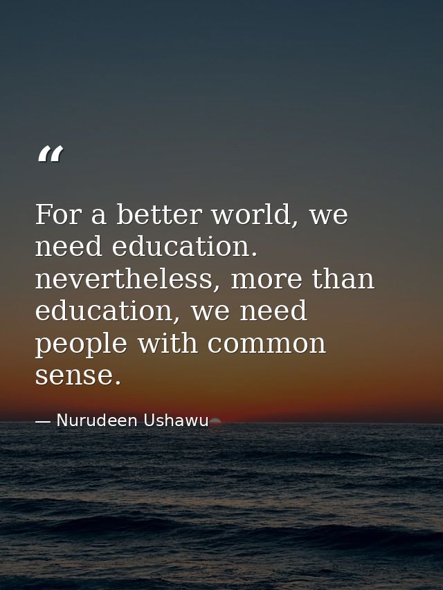 For a better world, we need education. nevertheless, more than education, we need people with common sense. — Nurudeen Ushawu