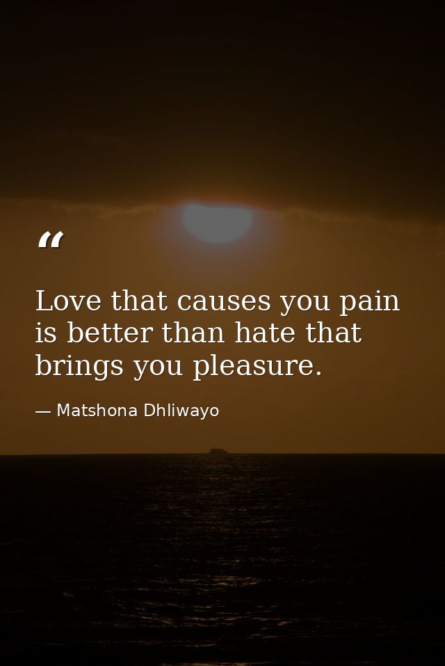 Love that causes you pain is better than hate that brings you pleasure. — Matshona Dhliwayo