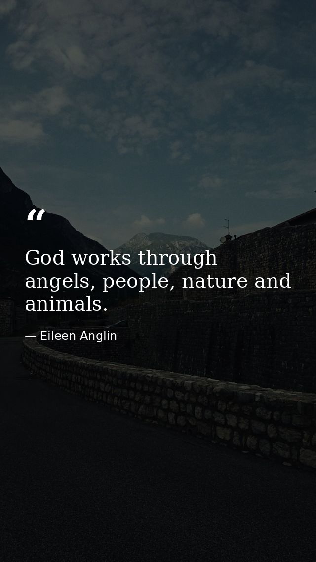 God works through angels, people, nature and animals. — Eileen Anglin