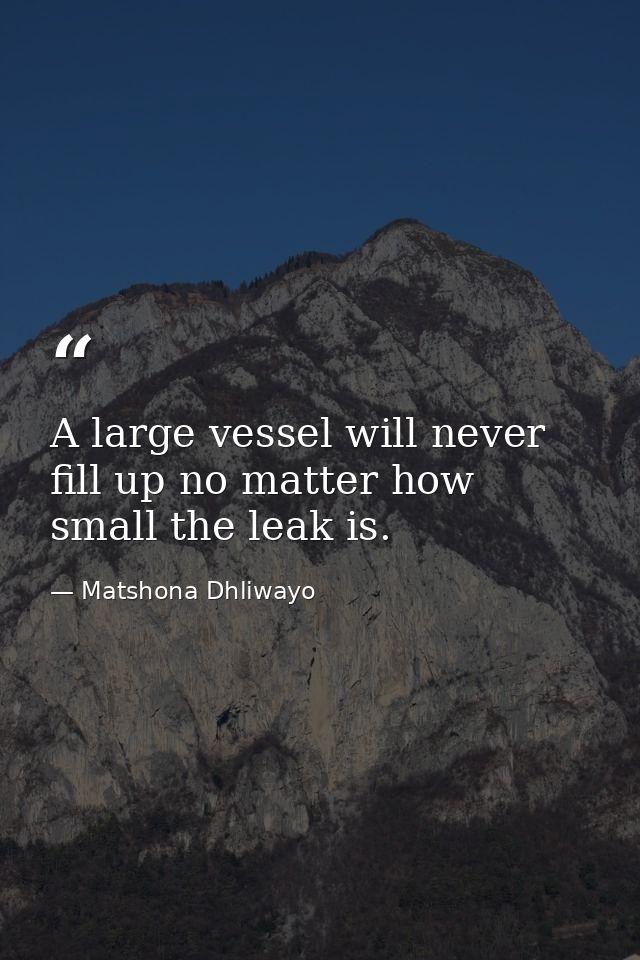 A large vessel will never fill up no matter how small the leak is. — Matshona Dhliwayo