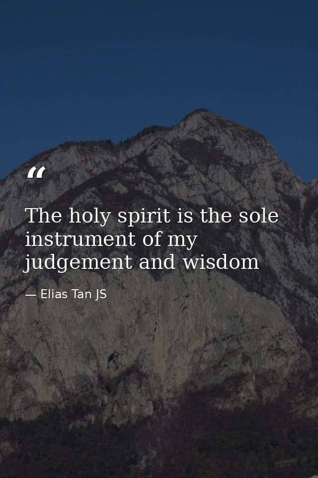 The holy spirit is the sole instrument of my judgement and wisdom — Elias Tan JS
