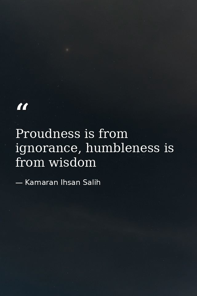 Proudness is from ignorance, humbleness is from wisdom — Kamaran Ihsan Salih