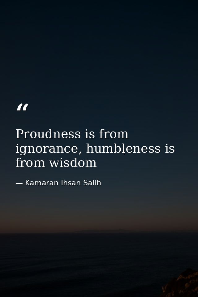 Proudness is from ignorance, humbleness is from wisdom — Kamaran Ihsan Salih