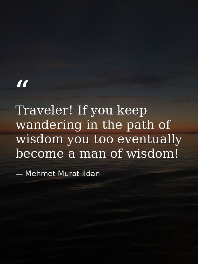 Traveler! If you keep wandering in the path of wisdom you too eventually become a man of wisdom! — Mehmet Murat ildan