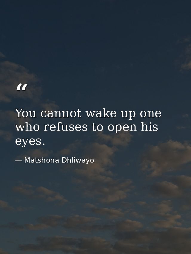 You cannot wake up one who refuses to open his eyes. — Matshona Dhliwayo