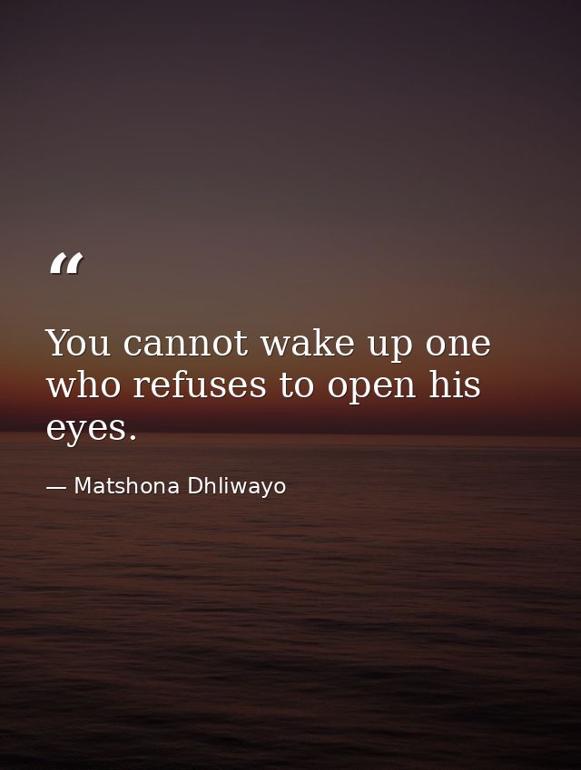 You cannot wake up one who refuses to open his eyes. — Matshona Dhliwayo