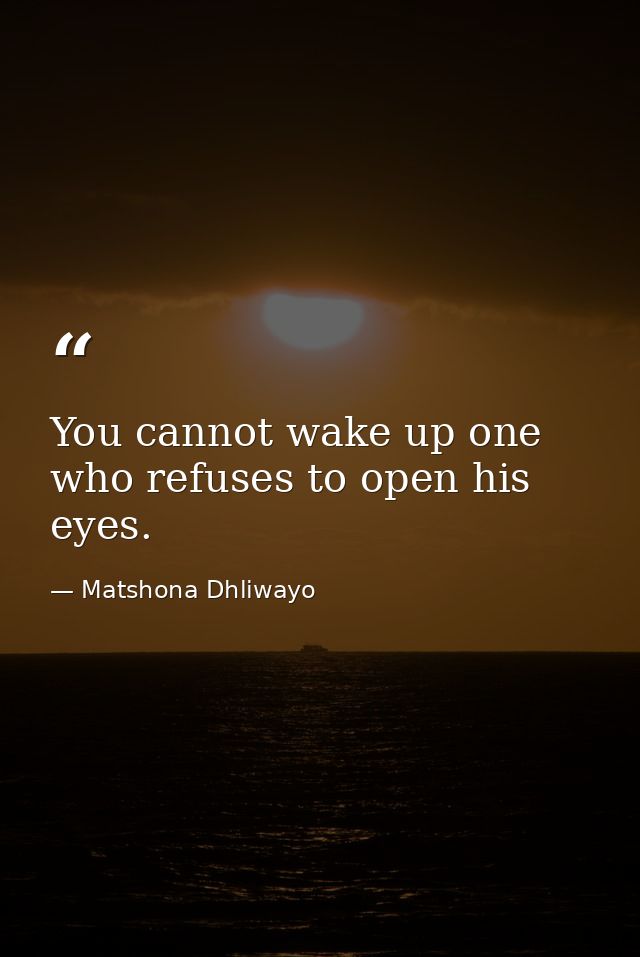 You cannot wake up one who refuses to open his eyes. — Matshona Dhliwayo