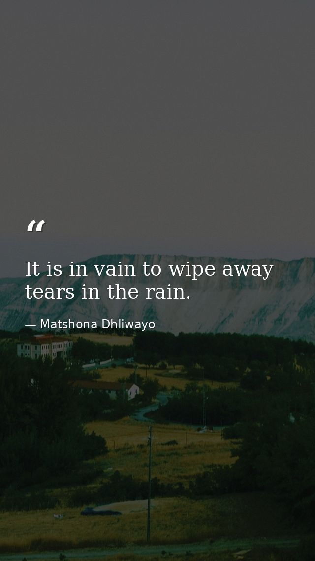 It is in vain to wipe away tears in the rain. — Matshona Dhliwayo