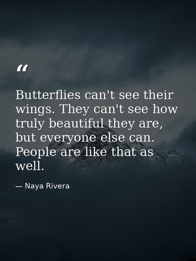 Butterflies can't see their wings. They can't see how truly beautiful they are, but everyone else can. People are like t — Naya Rivera
