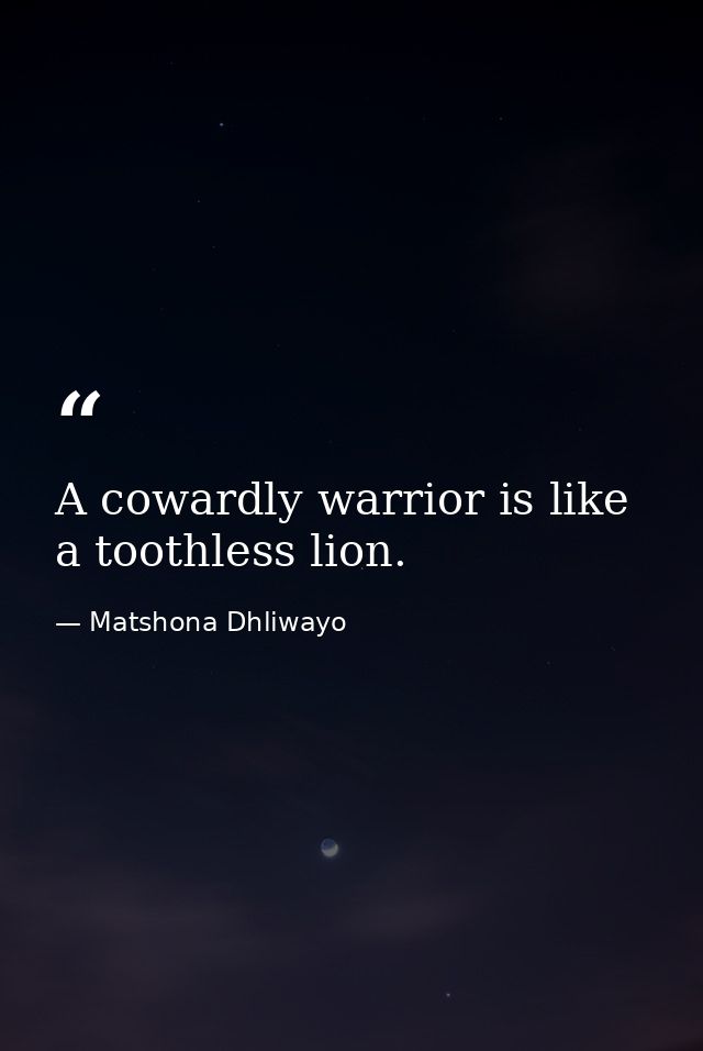 A cowardly warrior is like a toothless lion. — Matshona Dhliwayo