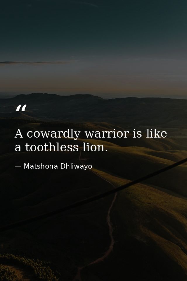 A cowardly warrior is like a toothless lion. — Matshona Dhliwayo