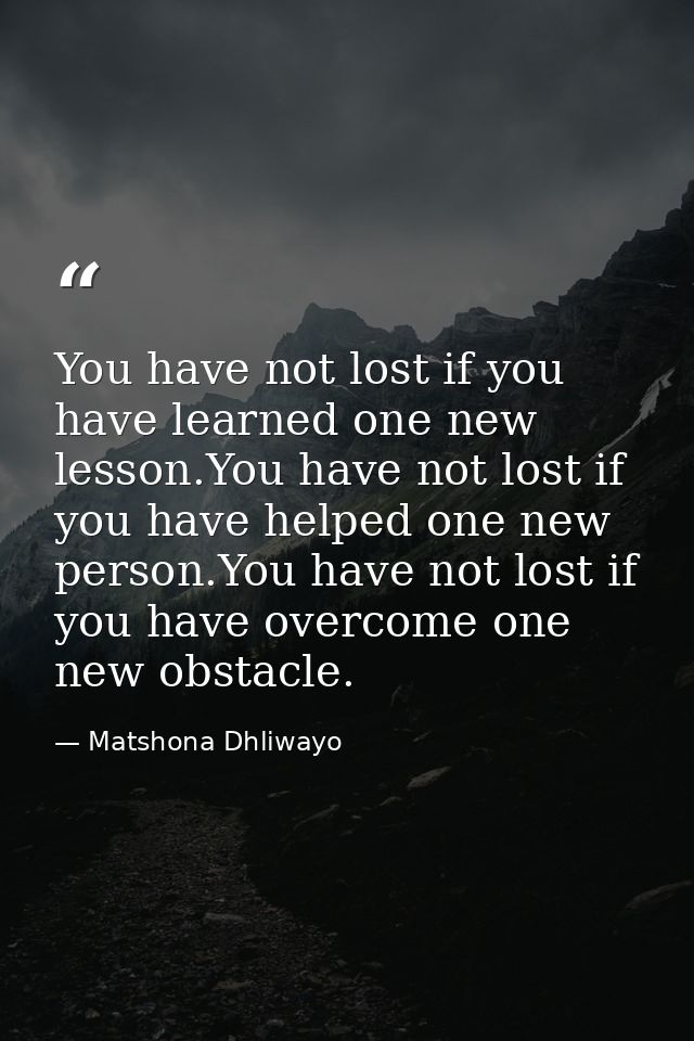 You have not lost if you have learned one new lesson.You have not lost if you have helped one new person.You have not lo — Matshona Dhliwayo