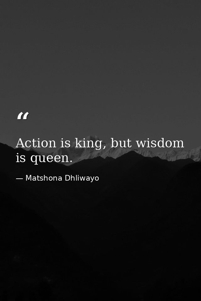 Action is king, but wisdom is queen. — Matshona Dhliwayo
