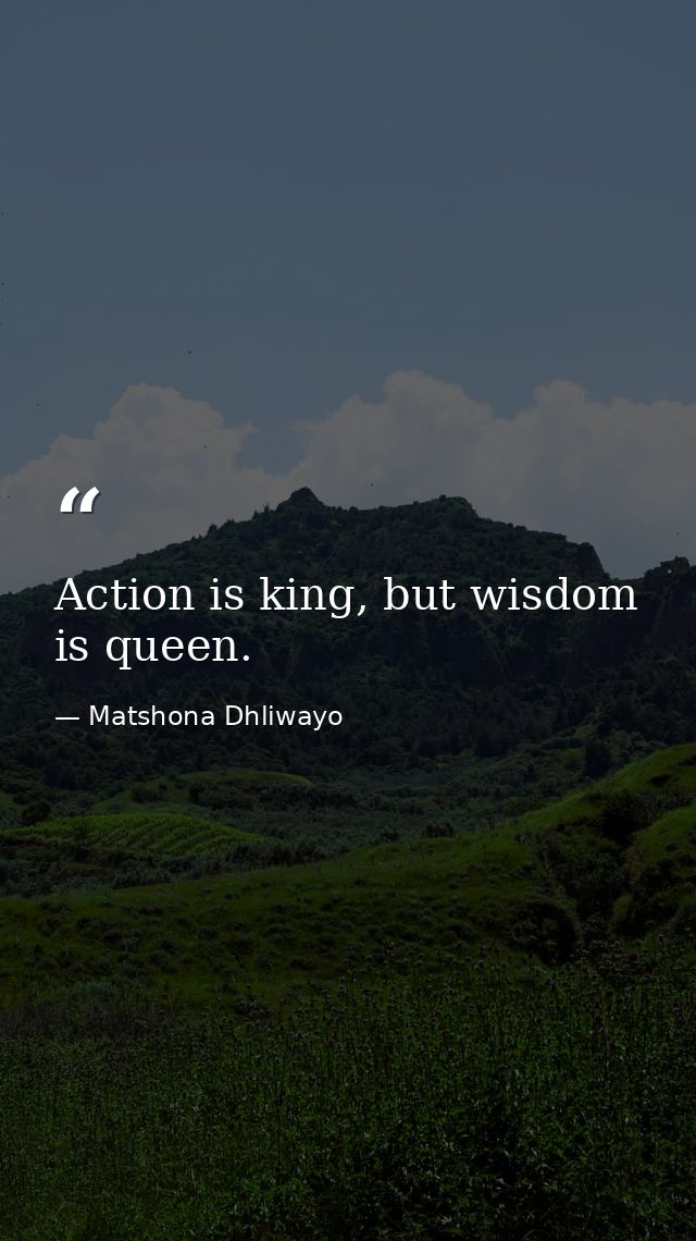 Action is king, but wisdom is queen. — Matshona Dhliwayo