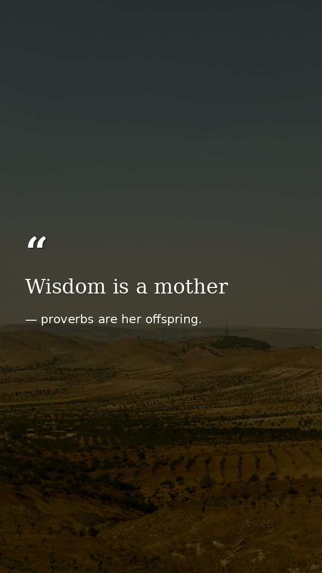 Wisdom is a mother — proverbs are her offspring.