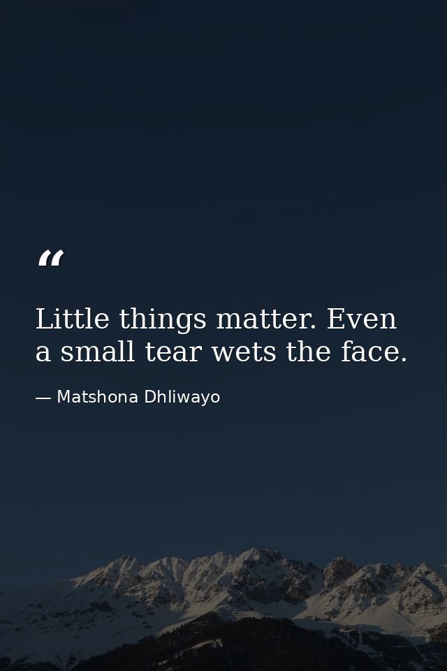 Little things matter. Even a small tear wets the face. — Matshona Dhliwayo