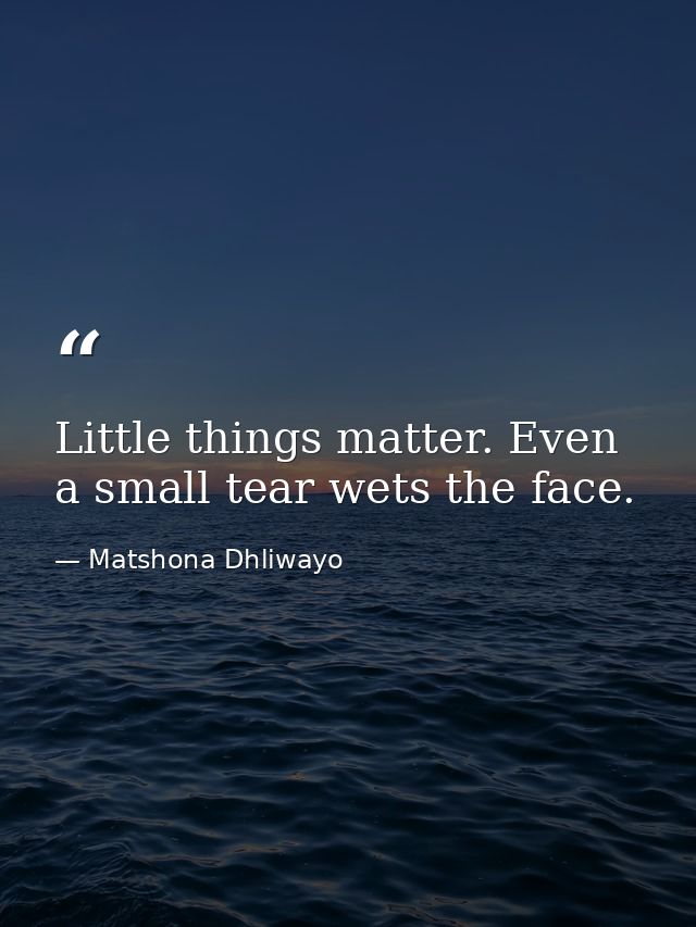 Little things matter. Even a small tear wets the face. — Matshona Dhliwayo