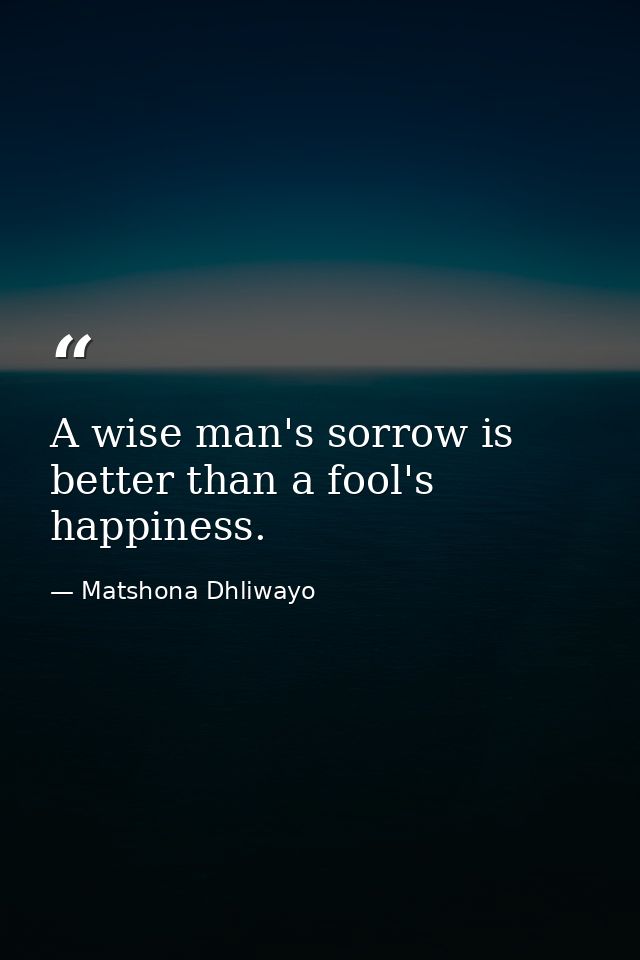 A wise man's sorrow is better than a fool's happiness. — Matshona Dhliwayo