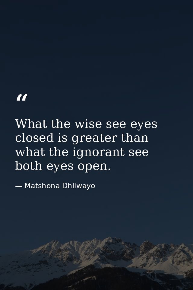 What the wise see eyes closed is greater than what the ignorant see both eyes open. — Matshona Dhliwayo
