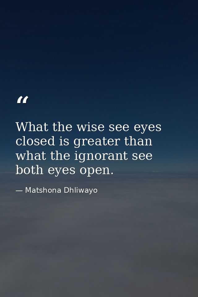What the wise see eyes closed is greater than what the ignorant see both eyes open. — Matshona Dhliwayo