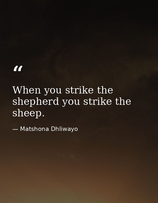 When you strike the shepherd you strike the sheep. — Matshona Dhliwayo