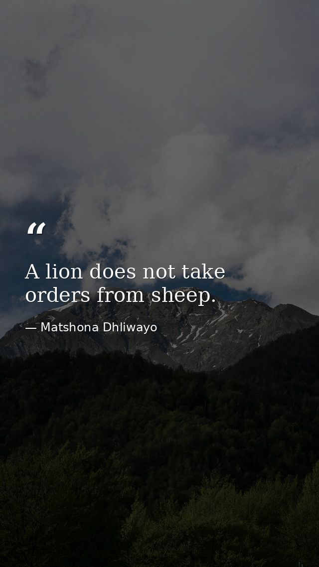 A lion does not take orders from sheep. — Matshona Dhliwayo
