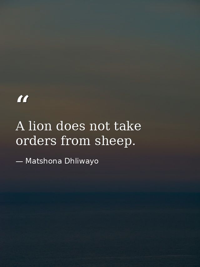 A lion does not take orders from sheep. — Matshona Dhliwayo