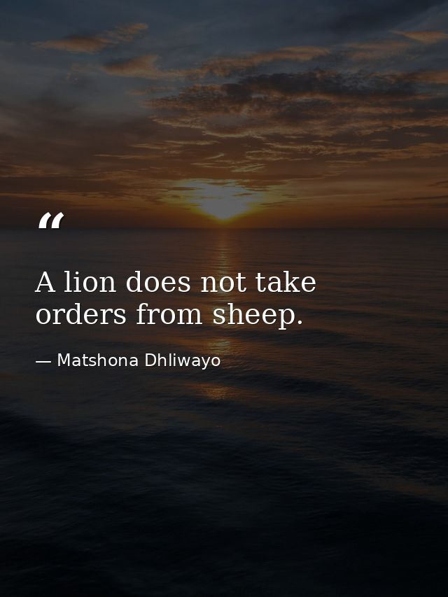 A lion does not take orders from sheep. — Matshona Dhliwayo