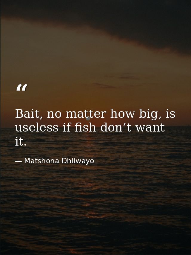Bait, no matter how big, is useless if fish don’t want it. — Matshona Dhliwayo