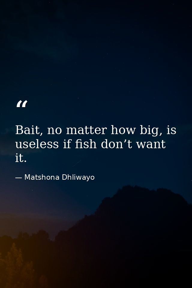 Bait, no matter how big, is useless if fish don’t want it. — Matshona Dhliwayo