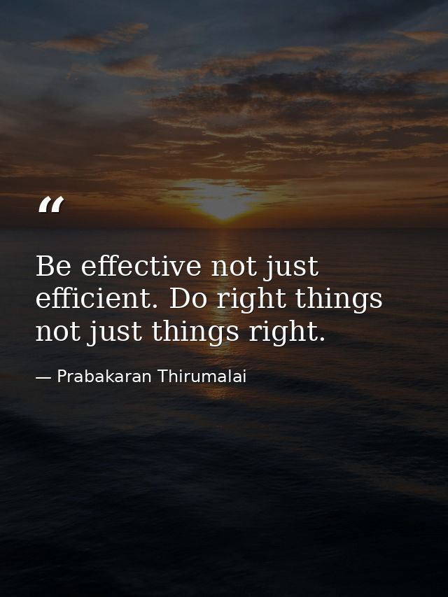 Be effective not just efficient. Do right things not just things right. — Prabakaran Thirumalai