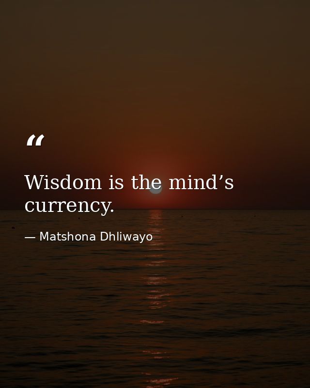 Wisdom is the mind’s currency. — Matshona Dhliwayo