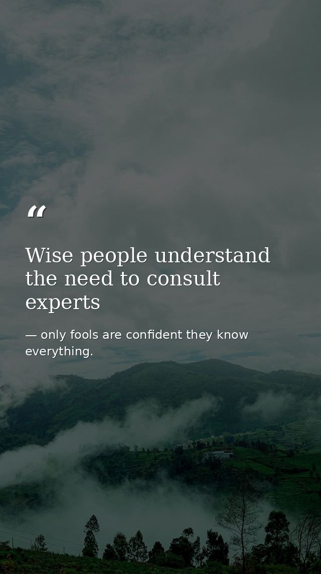 Wise people understand the need to consult experts — only fools are confident they know everything.