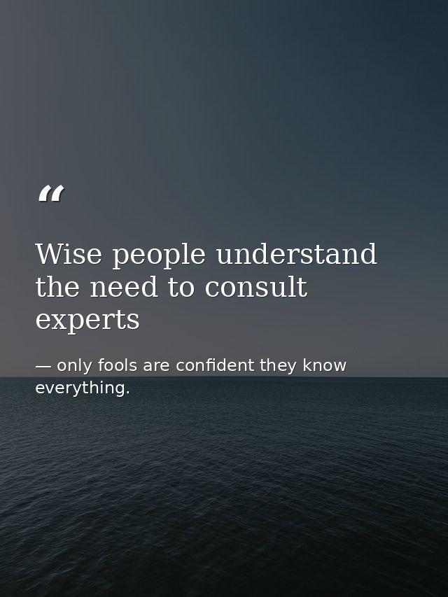 Wise people understand the need to consult experts — only fools are confident they know everything.