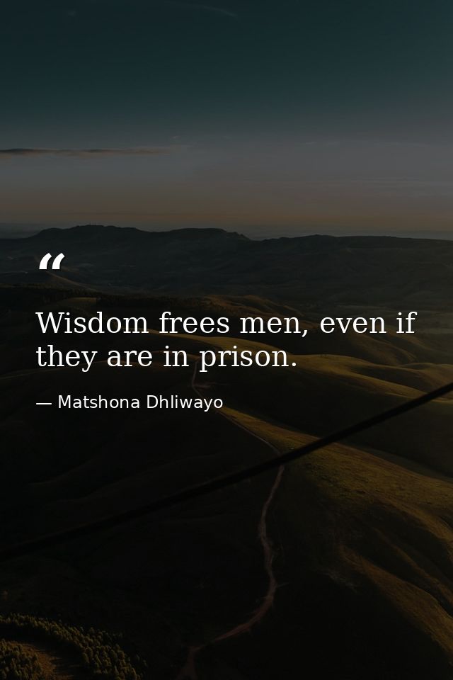 Wisdom frees men, even if they are in prison. — Matshona Dhliwayo