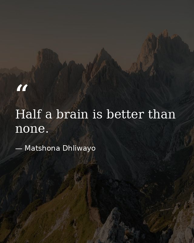 Half a brain is better than none. — Matshona Dhliwayo
