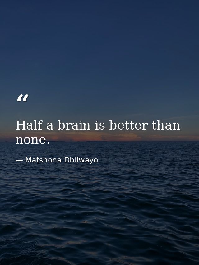 Half a brain is better than none. — Matshona Dhliwayo